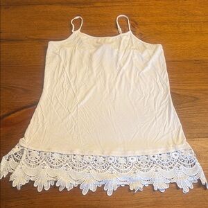 Sharon Young White Cami with Lace Detail